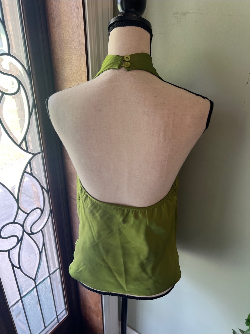 Olive Green Halter Cowl Neck Women's Dress - Picture 5 of 8